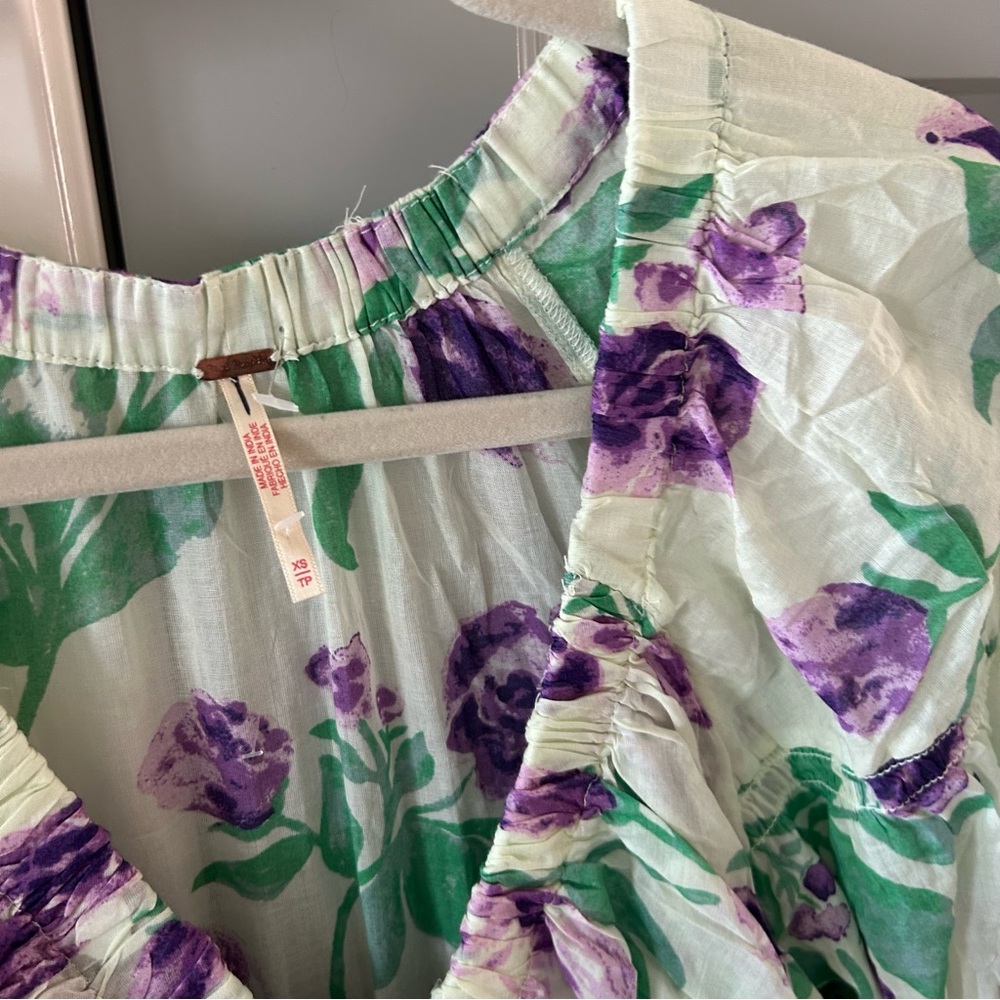 New Free People Golden Hour Maxi Dress Saltwater Combo Green Floral - Picture 4 of 5